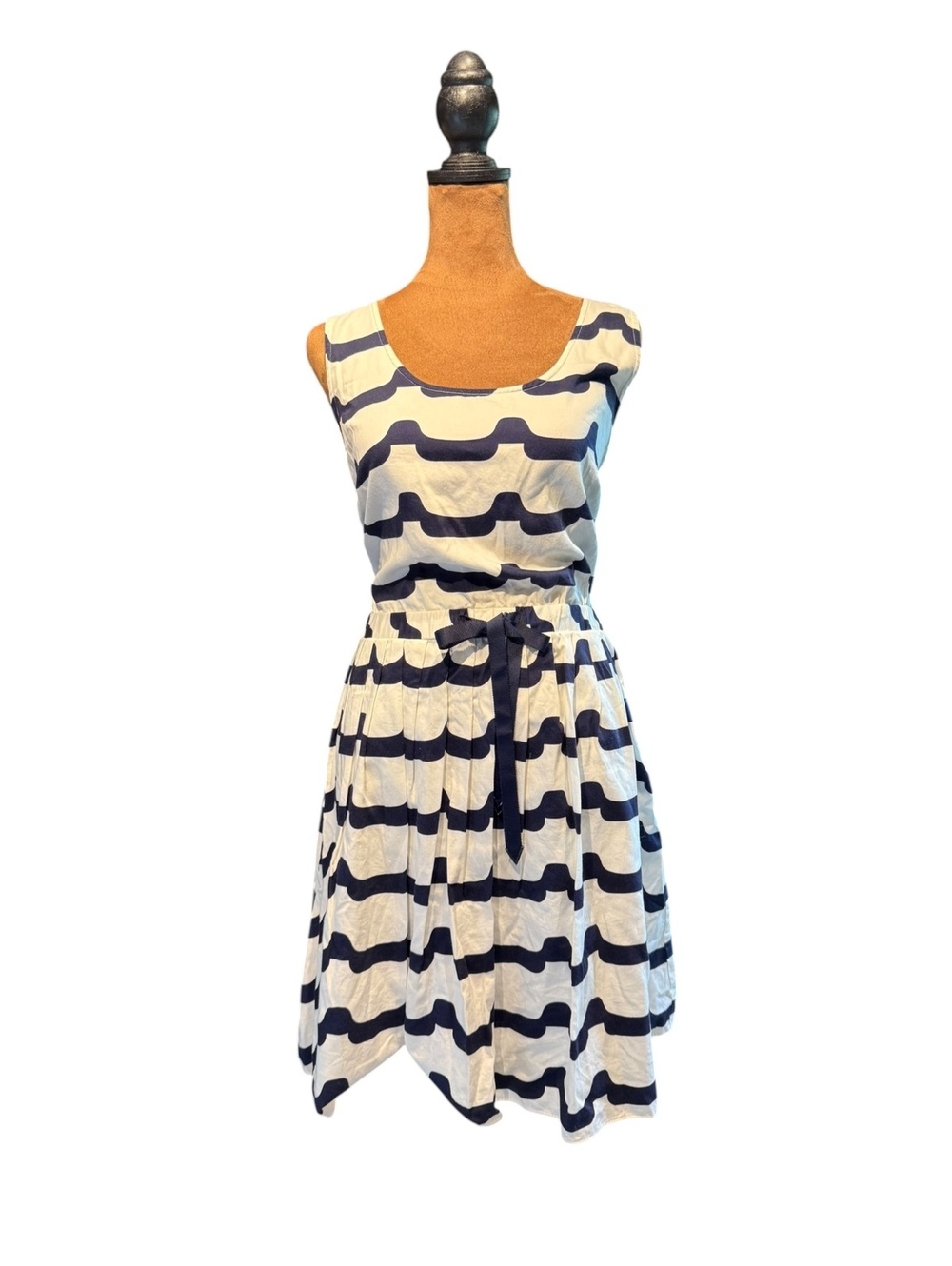 Maison Jules Classic Navy and White Striped Cotton Dress